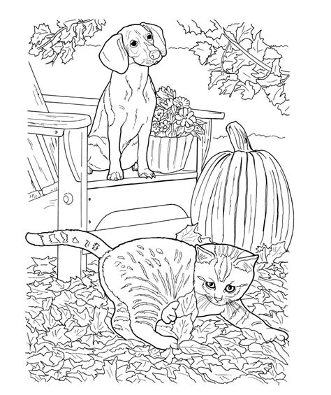 Realistic Dog and Cat Coloring Page - Free Printable Coloring Pages for ...