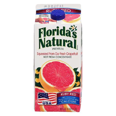 Florida's Natural 100% ruby red grapefruit juice with calcium 59fl oz