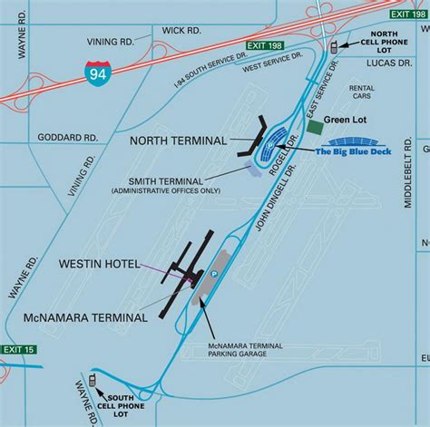 Dtw terminal map - Dtw parking map (Michigan - USA)