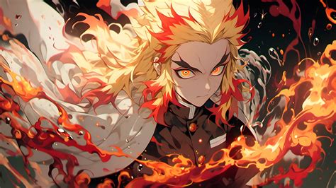 Cool Demon Slayer Kyojuro Rengoku Anime Desktop Wallpaper 4K