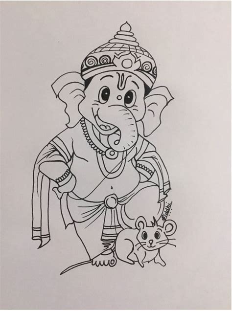 Ganpati Bappa Drawing Outline | Ganesha Drawing