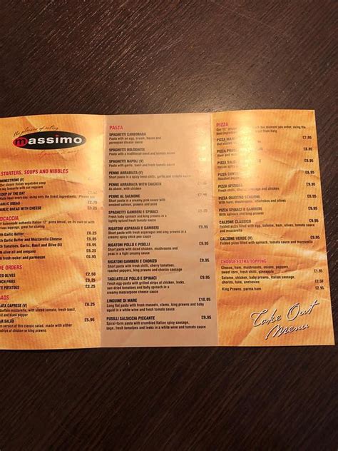 Menu at Massimo Restaurant, Bearsden, 5 Kirk Rd