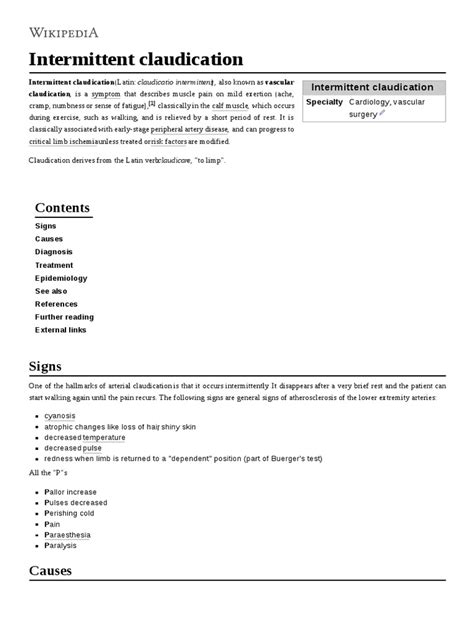 Intermittent Claudication | PDF | Angiology | Clinical Medicine