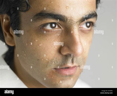 Sweat on face of man perspire perspiration MR#702A Stock Photo - Alamy