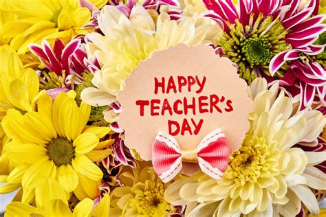 Flowers and Teachers Day Card. Congratulation with Knowledge Day ...