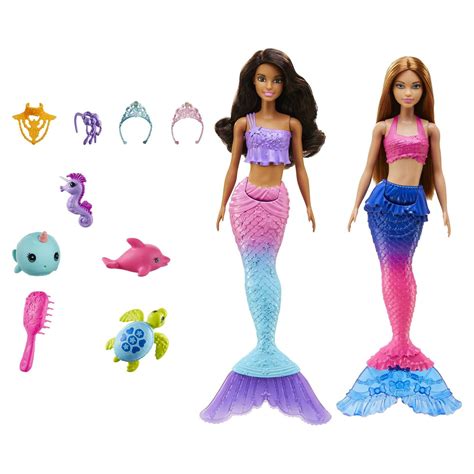 Barbie Mermaid Dolls Toys Set with Styling Accessories & 4 Water ...