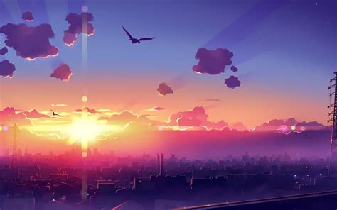 artwork, Fantasy Art, Anime, City, Sunset, Sky Wallpapers HD / Desktop ...