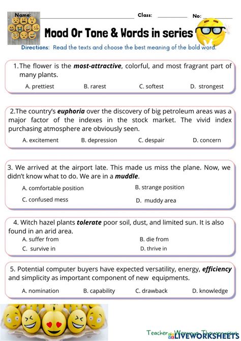 Tone Worksheet 4 | Reading Activity - Worksheets Library