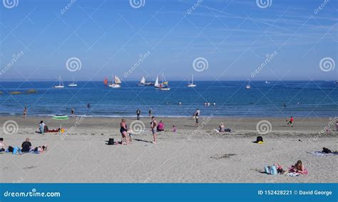 Looe Beach July 5 2019, Looe Lugger Regatta Boats Anchored of the Beach ...