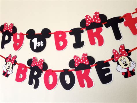 Minnie Mouse Birthday Banner with Name | Etsy