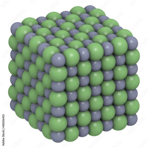 Sodium chloride (NaCl, table salt), crystal structure Stock ...