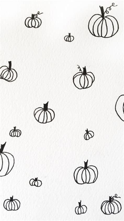 Black and White Pumpkin iPhone Watercolor Wallpaper