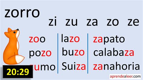 Sílabas za ze zi zo zu | aprendealeer.com