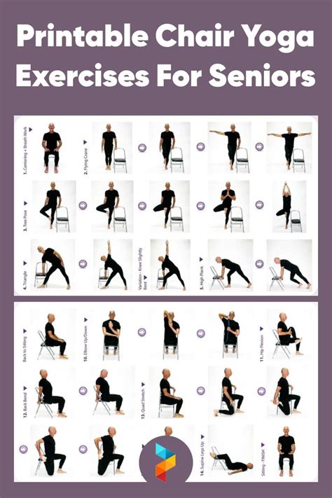 Printable Chair Yoga Exercises For Seniors | Chair yoga, Chair pose ...