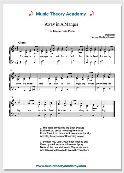 Away In A Manger - Music Theory Academy - easy piano sheet music