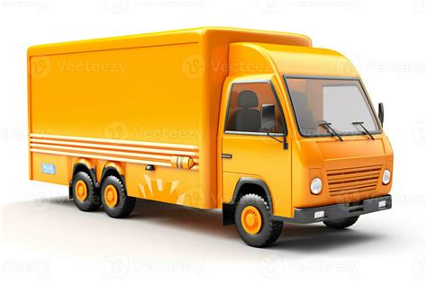 a close up of a yellow truck on a white background. generative ai ...