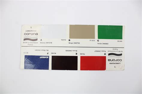 1964-73 Lamborghini Corona Paint Color Sample Swatch Card Miura 350 GT ...