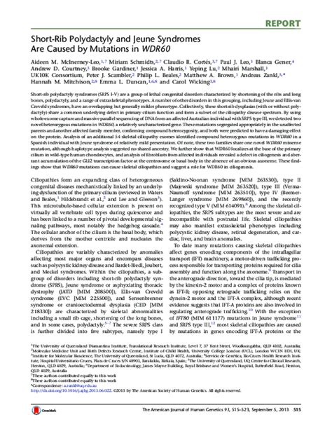 (PDF) Short-rib polydactyly and Jeune syndromes are caused by mutations ...