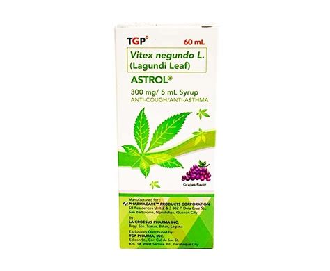 TGP Vitex Negundo L. (Lagundi Leaf) Astrol 300mg/ 5mL Syrup Anti-Cough ...