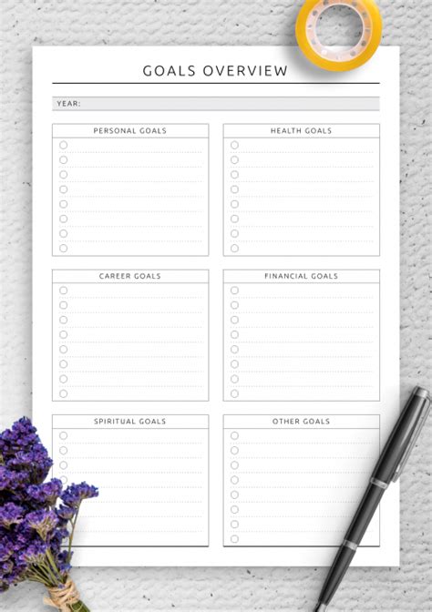 Personal Goal Setting Templates - Download PDF