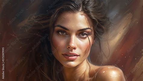 beautiful woman face, painting of a woman with sexy look, AI, picture ...