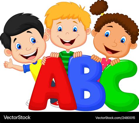 School kids cartoon with abc Royalty Free Vector Image