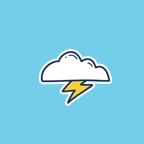 cloud with lightning thunder weather icon doodle hand drawing outline ...