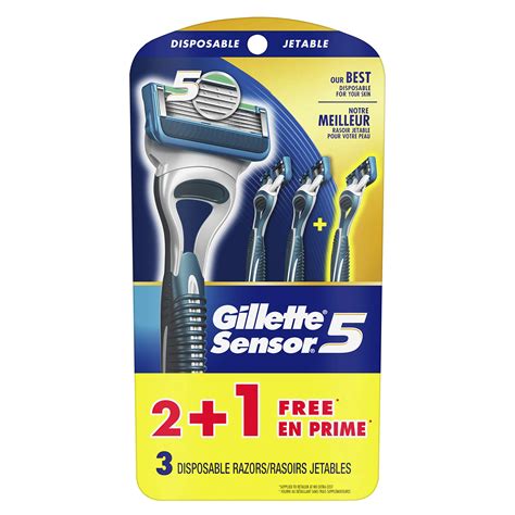 Gillette Sensor 5 Disposable Razors For Men, 3 Count, Mens Razors ...