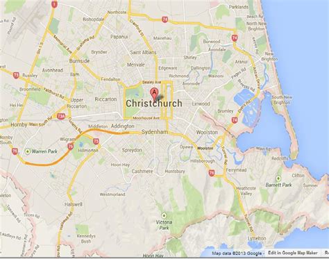 Map of Christchurch - World Easy Guides