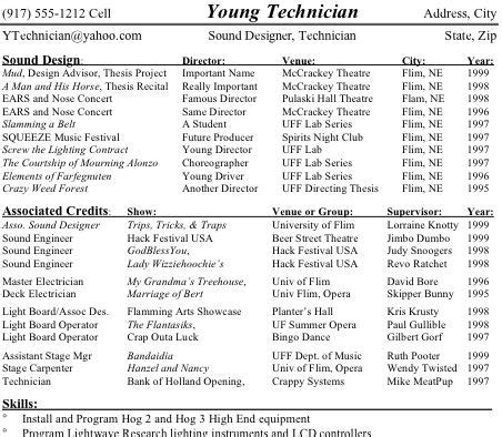 Technical Theatre Resume Guide