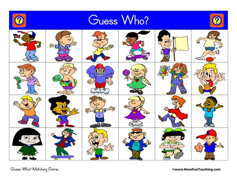 Guess Who Matching Game Activity - Have Fun Teaching