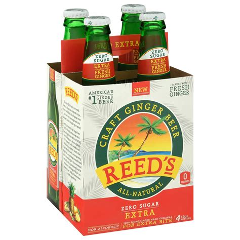 Reed's Zero Sugar Extra Craft Ginger Beer 12 oz Bottles - Shop Soda at ...