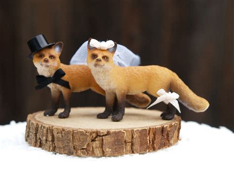 Fox Wedding Cake Topper Woodland Wedding Cake Topper Bride