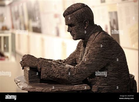 Statue of Alan Turing, Bletchley Park, in the C block Museum, Bletchley ...