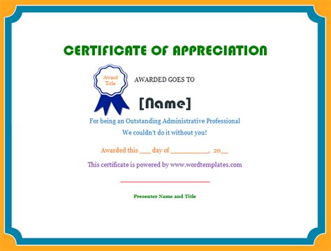 Certificate Of Appreciation | Microsoft Word Templates pertaining to ...