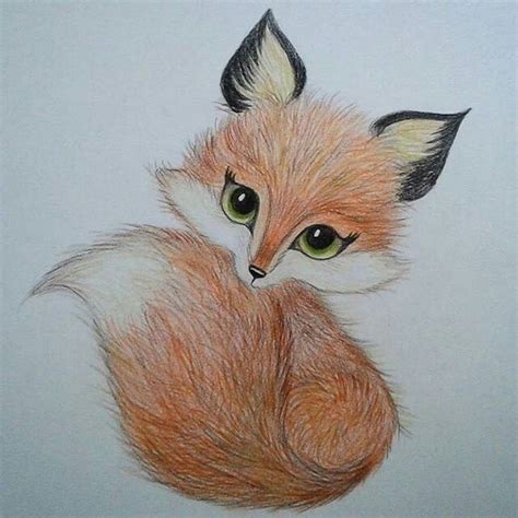 Renard adorable dessin crayons colorés automne dessin coloriage feuille ...