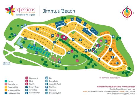 the map for jimmys beach resort and spa, which is located in an area ...