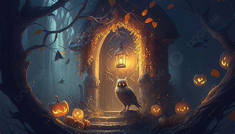 The Doorway To The Owl S House Has Pumpkins On It Background, Aesthetic ...