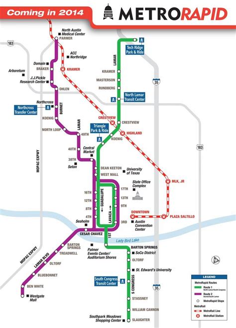 Austin metro rail map - Metro rail Austin map (Texas - USA)