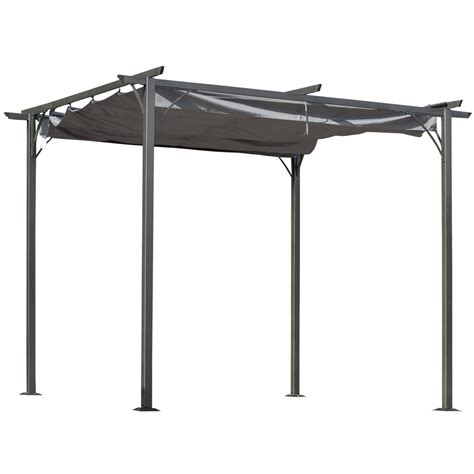 Buy Outsunny 3 x 3(m) Metal Pergola with Retractable Roof, Garden ...