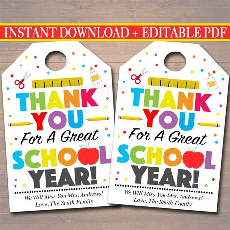 Thank You Free Printable Teacher Appreciation Tags - Printable Word ...