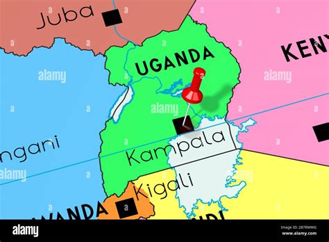 Uganda, Kampala - capital city, pinned on political map Stock Photo - Alamy