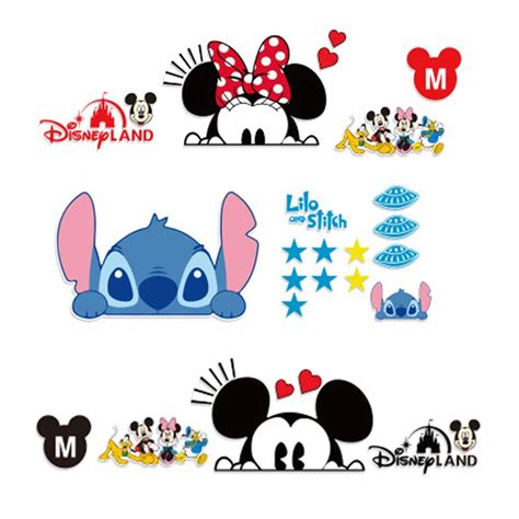 Big Size Cartoon Mickey Mouse Minnie Mouse Lilo Stitch Car Sticker ...