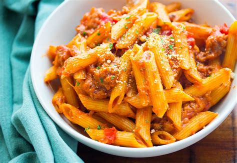 Cheesy Penne Pasta with Sausage - No Plate Like Home