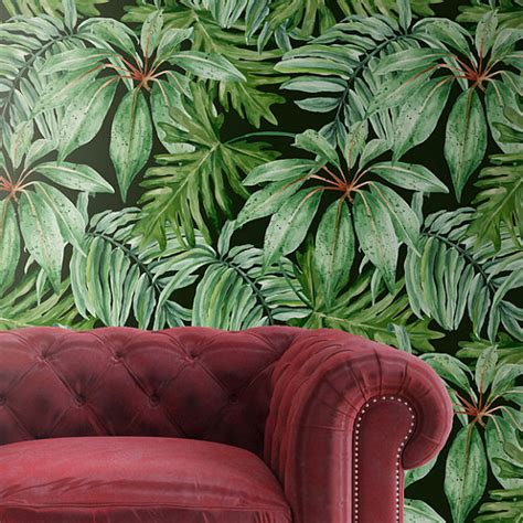 Tropical Leaves Wall Mural Banano Leaf Fabric Wallpaper - Etsy | Banana ...