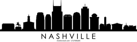 Nashville Skyline Black And White Outline Clipart