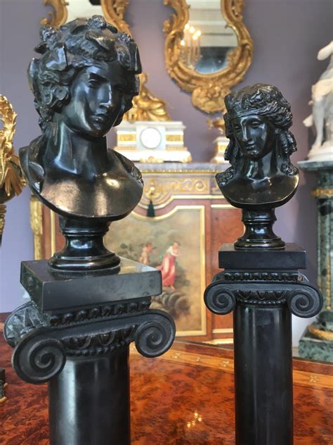 Pair of Antique Decorative Bronze Roman Busts on Columns For Sale at ...