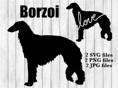 Borzoi Dog Breed Silhouette Cursive Love Canine Pet Digital Download ...