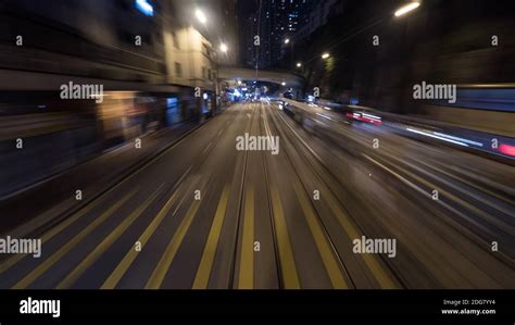 Night tram ride in Hong Kong Stock Photo - Alamy