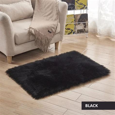 Luxury Plush Faux Fur Rugs For Bedroom Artificial Wool Soft Fluffy Whi ...